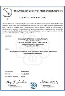 ASME CERTIFICATE S Stamp