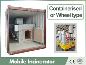 portable medical incinerator,movable incinerator,containerised medical incinerator