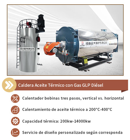 Calentador de fluido termico de diesel gas, Caldera de aceite termico de diesel gas