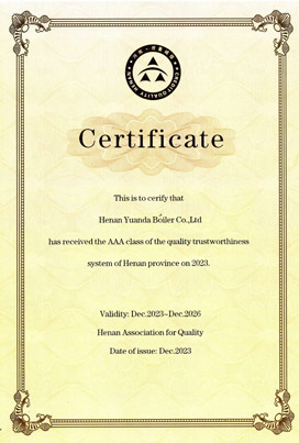 henan quality credit certificate